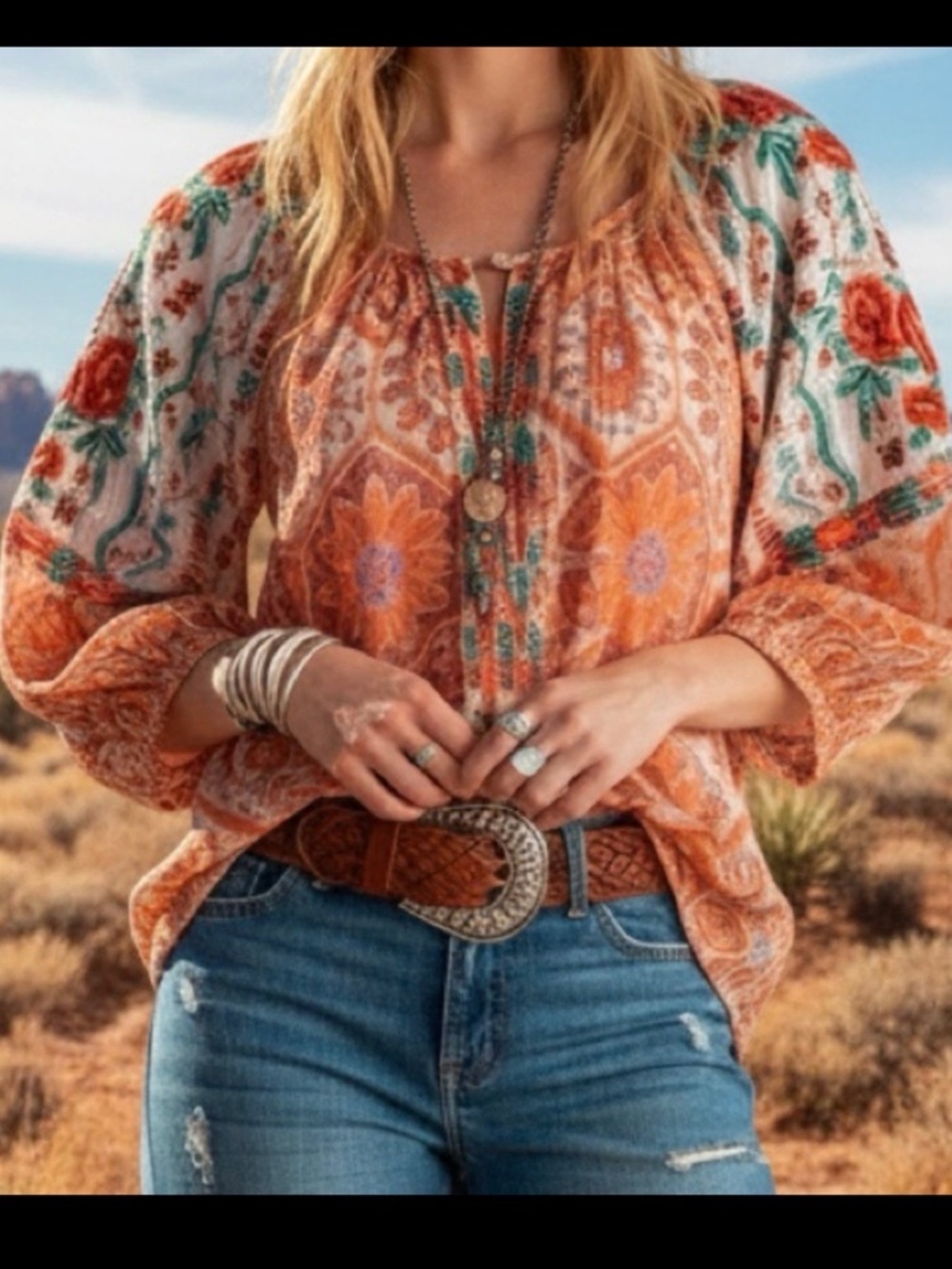 NWT Tolani Marta Rose Embroidered Top Sz M